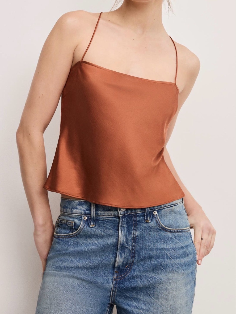 Good American | Rust Satin Spaghetti-Strap Cami